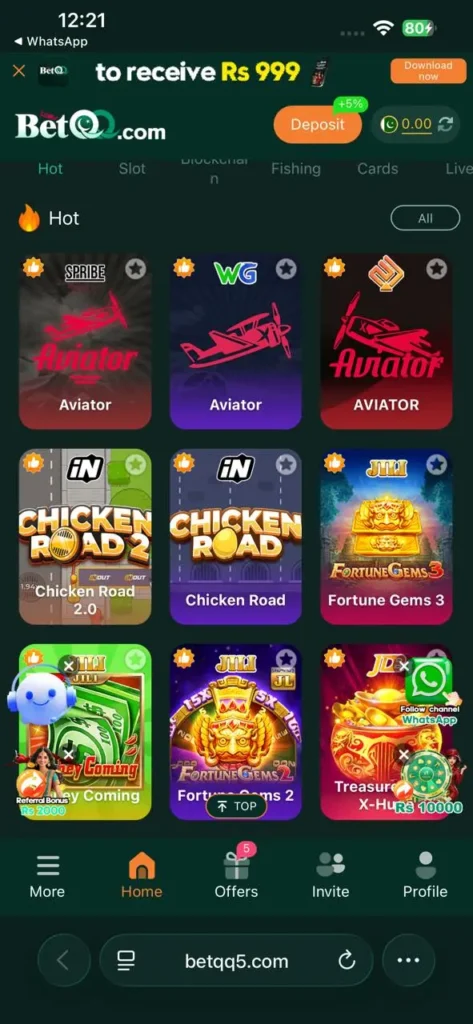 Betqq game interface