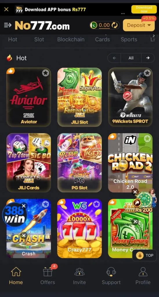no777 game interface