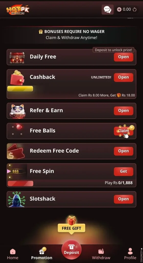 hotpk game bonus image