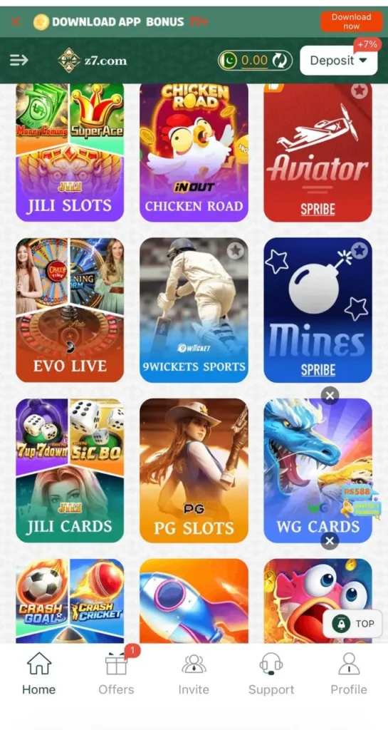 z7 game interface