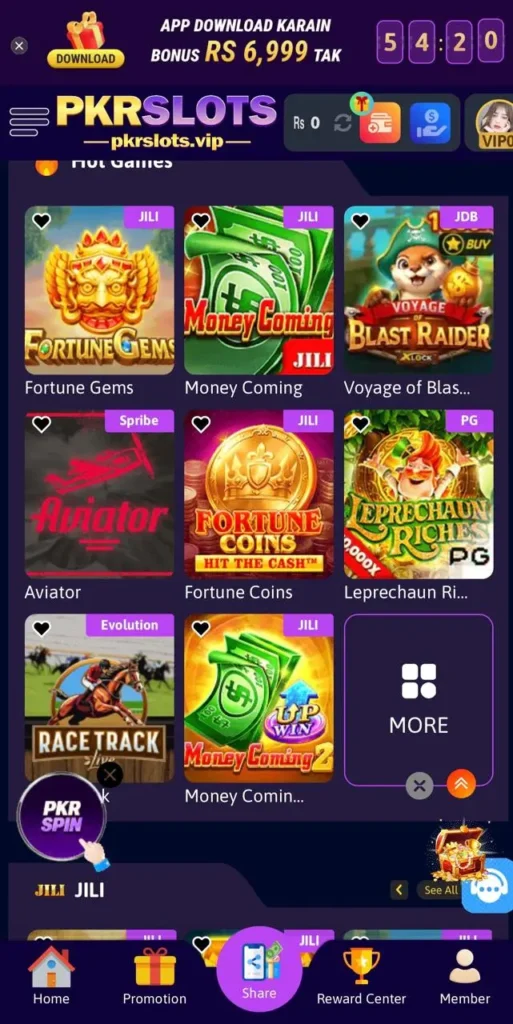 pkrslots game interface